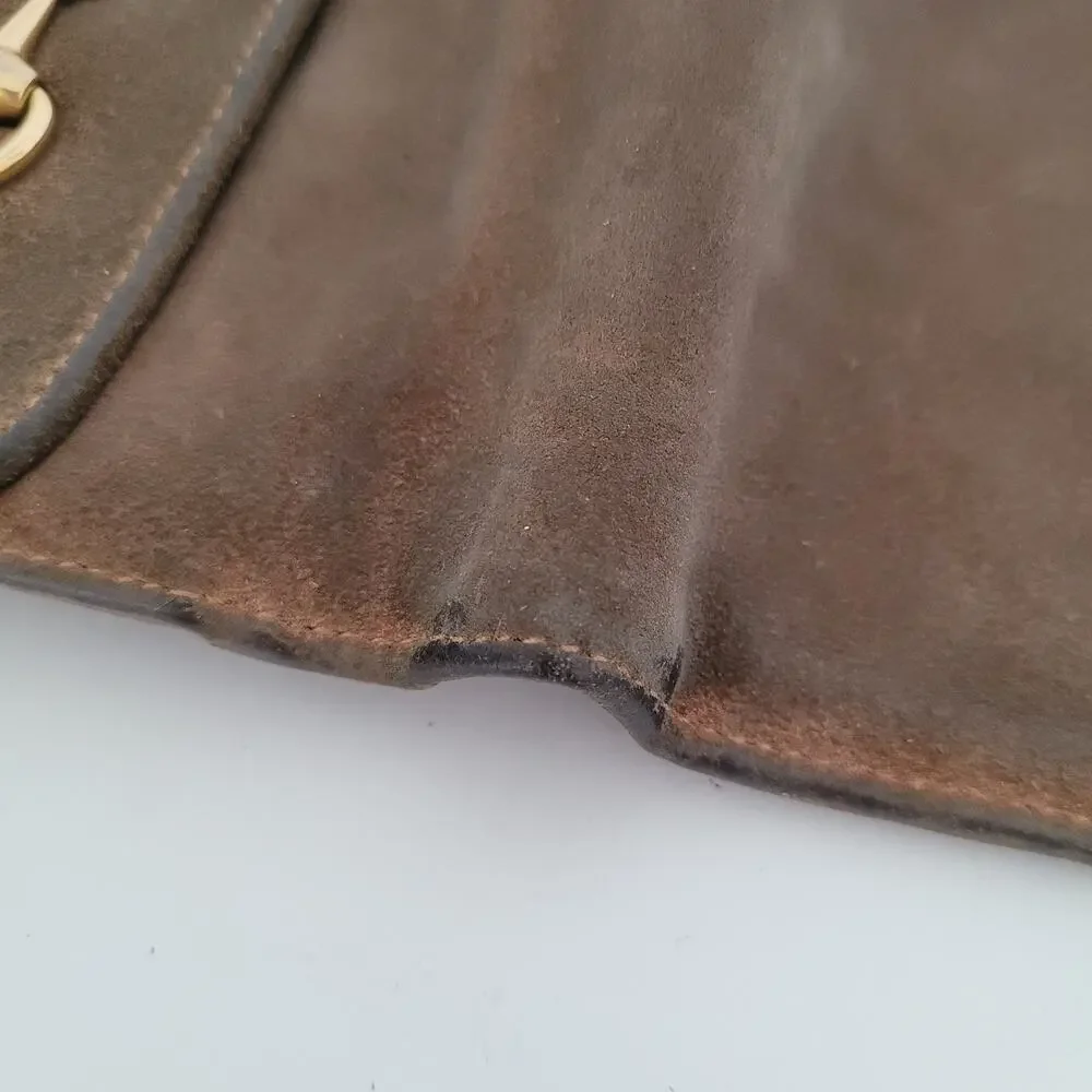 GUCCI Horsebit Suede Leather Wallet Card Compact Bifold Brown Medium Box - Picture 12 of 15